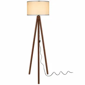Lampada da Terra Noce con Paralume Crema E27 Camera da Letto Salotto 2