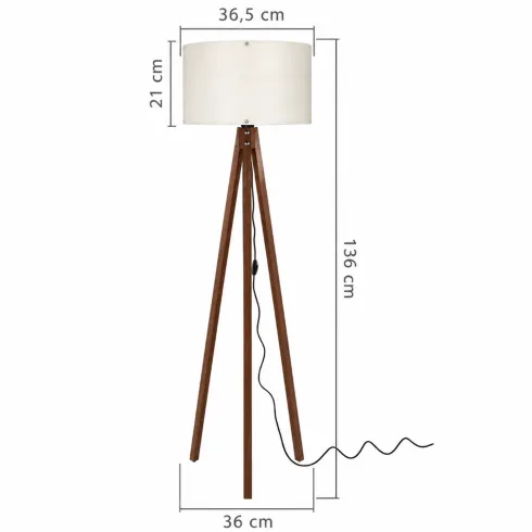 Lampada da Terra Noce con Paralume Crema E27 Camera da Letto Salotto