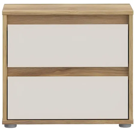 Comodino 2 Cassetti Rovere Beige Cashmere per Camera da Letto