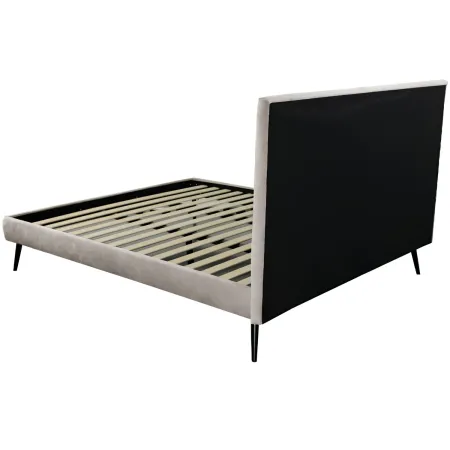 Letto Singolo Struttura Imbottita Tortora con Rete Doghe 80x190 cm