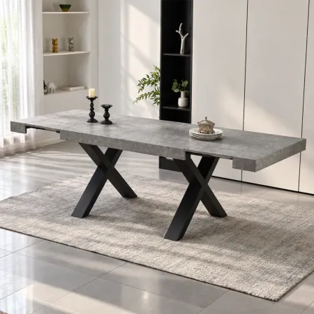 Tavolo da Pranzo Allungabile 160-240 cm Rettangolare MDF Cemento Nero