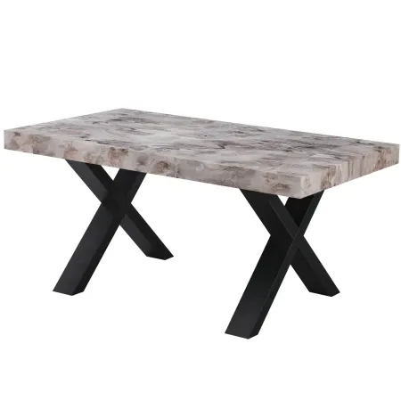 Tavolo da Pranzo Allungabile 160-240 cm in MDF Effetto Marmo Grigio