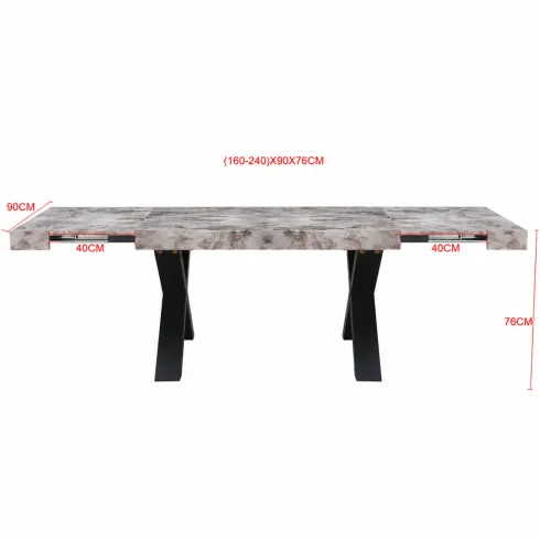 Tavolo da Pranzo Allungabile 160-240 cm in MDF Effetto Marmo Grigio