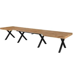 Tavolo da Pranzo Allungabile 200-400 cm in MDF Rovere Gambe Nero 2