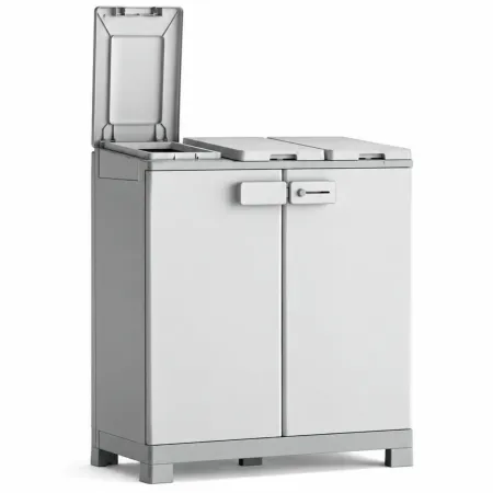 Armadio Keter Raccolta Differenziata 330L 94x45x101 cm Grigio Bianco