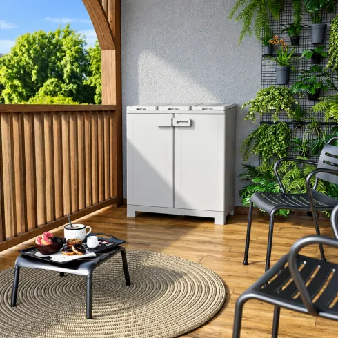 Armadio Keter Raccolta Differenziata 330L 94x45x101 cm Grigio Bianco