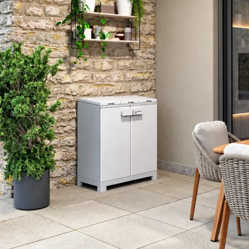 Armadio Keter Raccolta Differenziata 330L 94x45x101 cm Grigio Bianco
