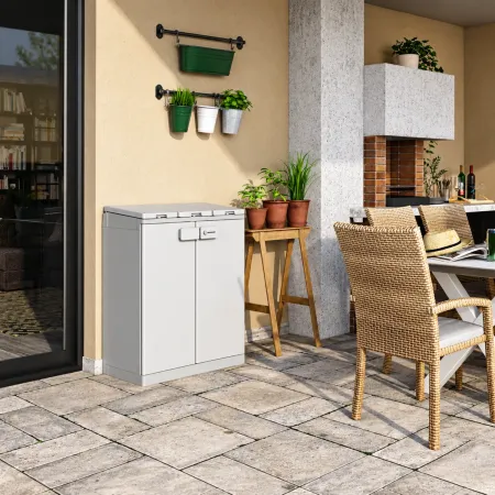 Armadio Basso Raccolta Differenziata 94x45x87 cm Grigio Bianco