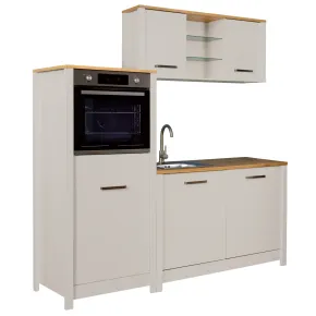 Cucina Modulare 3 Mobili Soft Close Beige Rovere 200 cm MDF Vetro