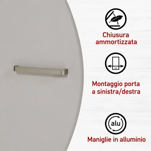 Cucina Modulare 3 Mobili Soft Close Beige Rovere 200 cm MDF Vetro