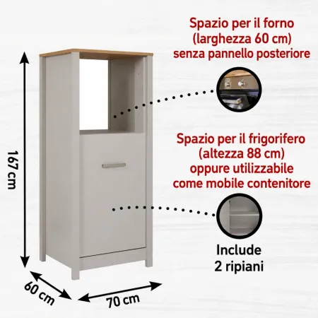 Cucina Modulare 3 Mobili Soft Close Beige Rovere 200 cm MDF Vetro