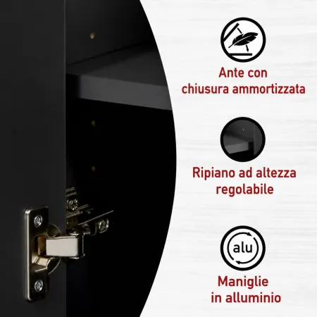 Mobile Bagno 70 cm Antracite Rovere Sottolavabo Pensile a Specchio
