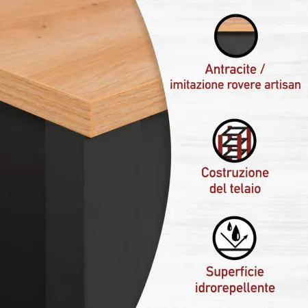 Mobile Bagno 70 cm Antracite Rovere Sottolavabo Pensile a Specchio
