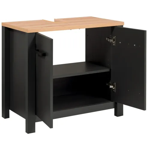 Mobile Bagno 3 Pezzi Antracite Rovere 197 cm con Colonna Specchio