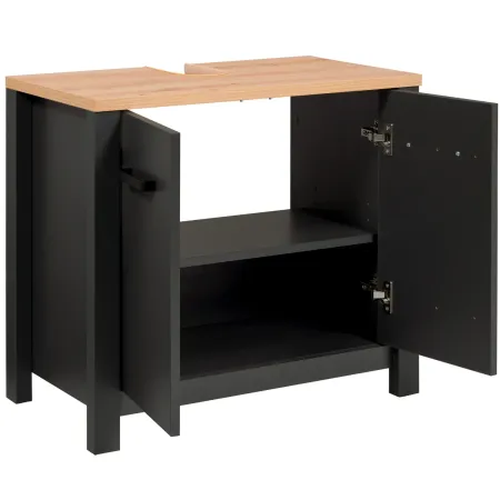Mobile Bagno 3 Pezzi Antracite Rovere 197 cm con Colonna Specchio