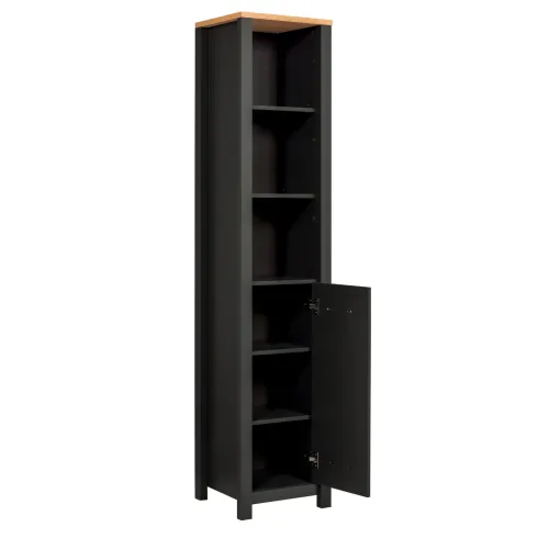 Mobile Bagno 3 Pezzi Antracite Rovere 197 cm con Colonna Specchio