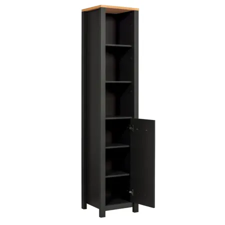 Mobile Bagno 3 Pezzi Antracite Rovere 197 cm con Colonna Specchio