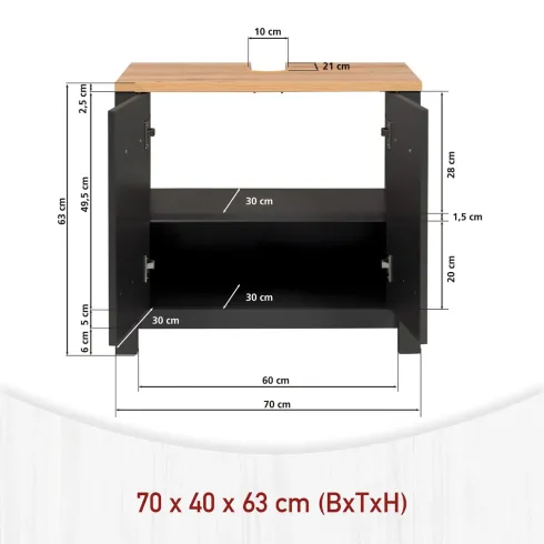 Mobile Bagno 3 Pezzi Antracite Rovere 197 cm con Colonna Specchio