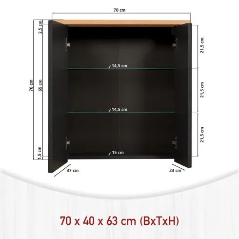 Mobile Bagno 3 Pezzi Antracite Rovere 197 cm con Colonna Specchio