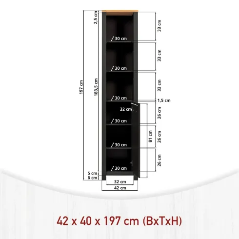 Mobile Bagno 154 cm 2 Colonne Pensile con Specchio Antracite Rovere