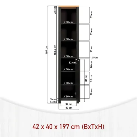 Mobile Bagno 154 cm 2 Colonne Pensile con Specchio Antracite Rovere