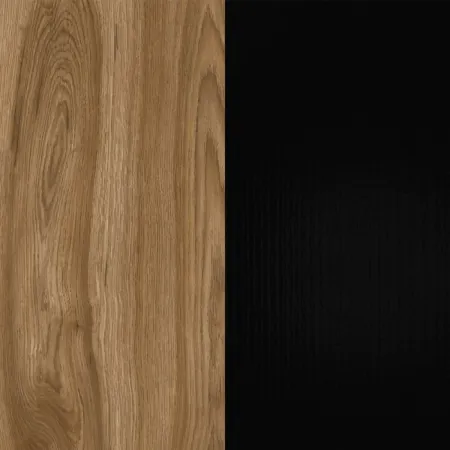 Comodino Sospeso Nero Rovere con Cassetto Maniglia Reversibile