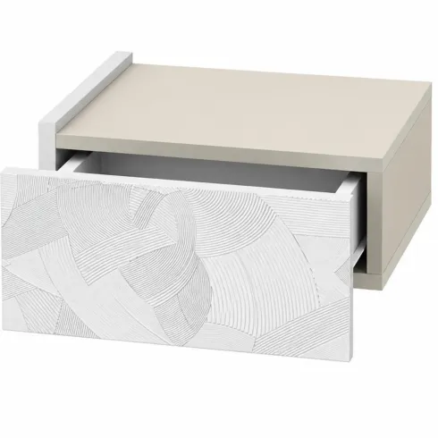 Comodino Sospeso Bianco Beige con Luci Camera da Letto Reversibile