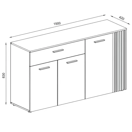 Credenza da Soggiorno 4 Ante Beige Listelli Rovere Anta Reversibile
