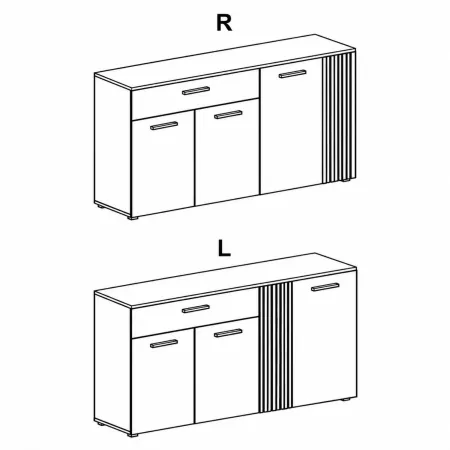 Credenza da Soggiorno 4 Ante Beige Listelli Rovere Anta Reversibile