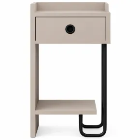 Comodino Camera da Letto con Cassetto Ripiano Tortora Gamba Nero 2