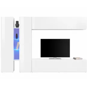 Mobile Armadio Porta TV Bianco Lucido 280x30x180 cm da Soggiorno 2