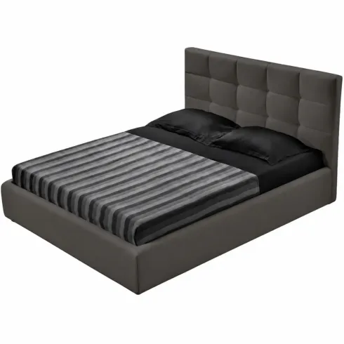 Letto Matrimoniale Struttura Contenitore Tessuto Tortora Rete 160x190