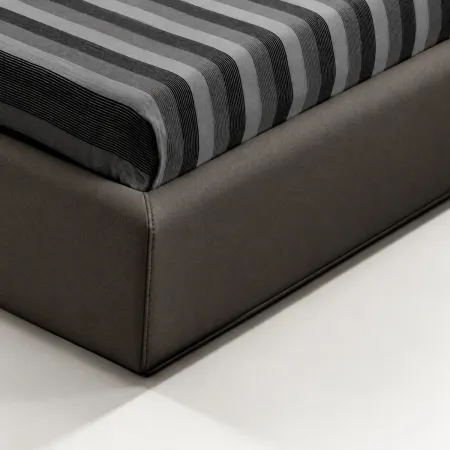 Letto Matrimoniale Struttura Contenitore Tessuto Tortora Rete 160x190