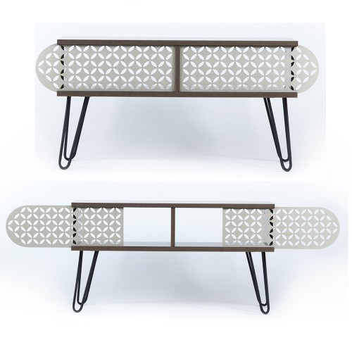Mobile Moderno Porta TV Noce Nero Industrial da Soggiorno Basso Design in Legno