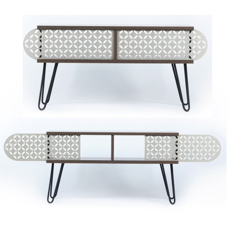 Mobile Moderno Porta TV Noce Nero Industrial da Soggiorno Basso Design in Legno