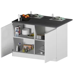 Isola per Cucina Moderna 2 Ante Bianco Lucido Piano Grigio 125x90 cm 2