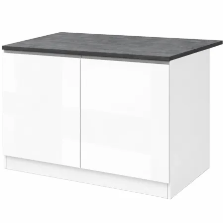 Isola per Cucina Moderna 2 Ante Bianco Lucido Piano Grigio 125x90 cm