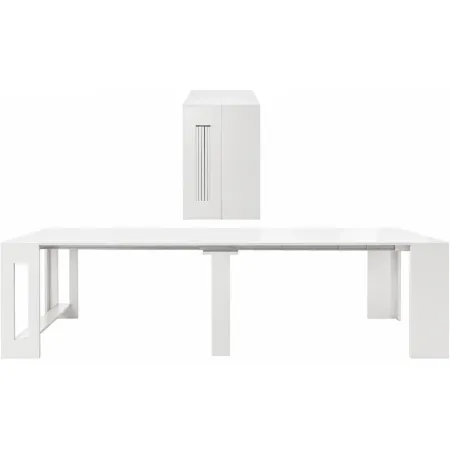 Consolle Allungabile Tavolo da Pranzo Mobile Bianco Lucido 50-300 cm