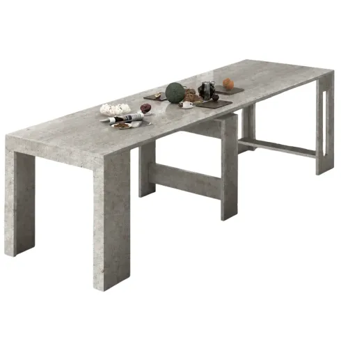Consolle Tavolo Allungabile da Pranzo Soggiorno Grigio Cemento 300 cm