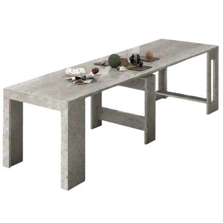 Consolle Tavolo Allungabile da Pranzo Soggiorno Grigio Cemento 300 cm