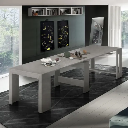Tavolo Consolle Allungabile per Soggiorno Cucina Moderno Grigio 300 cm