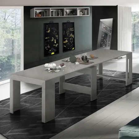 Tavolo Consolle Allungabile per Soggiorno Cucina Moderno Grigio 300 cm