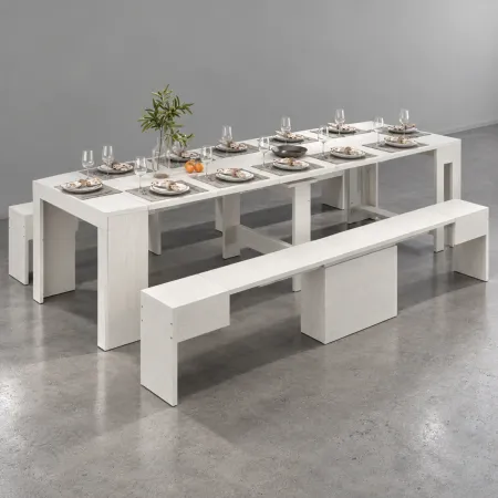 Panca Allungabile da Cucina Soggiorno Bianco Larice 290 cm Moderna
