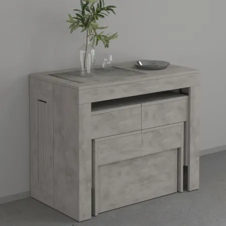 Panca Estensibile 290 cm Mobile Grigio da Soggiorno Cucina Moderno