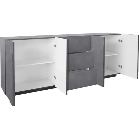 Madia Credenza da Soggiorno Grigio Ardesia 224 cm 4 Ante 3 Cassetti