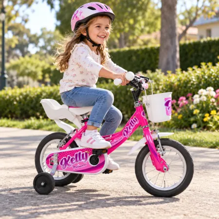 Bicicletta Fucsia 12 Pollici per Bambini Bici Kelly con Rotelle Cestino