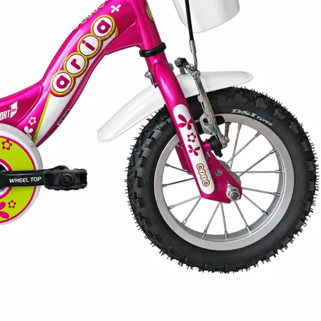 Bicicletta per Bambini Fucsia 12 Pollici con Seggiolino Rotelle Cesto