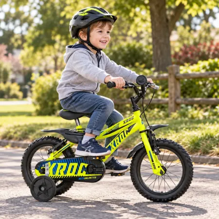Bicicletta da Bambini 14 Pollici Giallo Bici X-Roc con Rotelle Hi-Ten