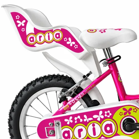 Bici Bambini Fucsia 14 Pollici Bicicletta Aria con Seggiolino Cestino