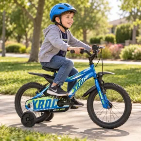 Bicicletta per Bambini 16 Pollici Blu Bici X-Roc con Rotelle Parafanghi 2